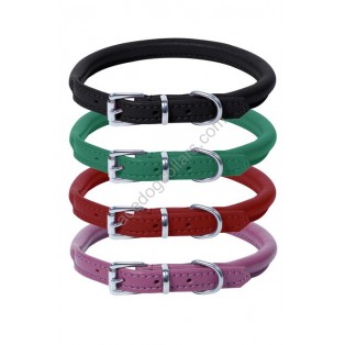 Ace Rolled Super SOFT Leather Dog Collar (Black, Green, Red, Purple)